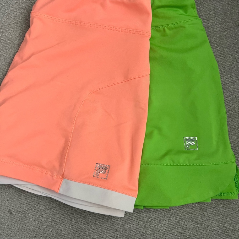 Fila Pink and Green Skorts Athletic Lightweight Design